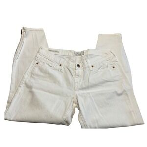 Lucky Brand Charlie Pencil Capri Women Size 29 White Denim Ankle Zip Jeans
